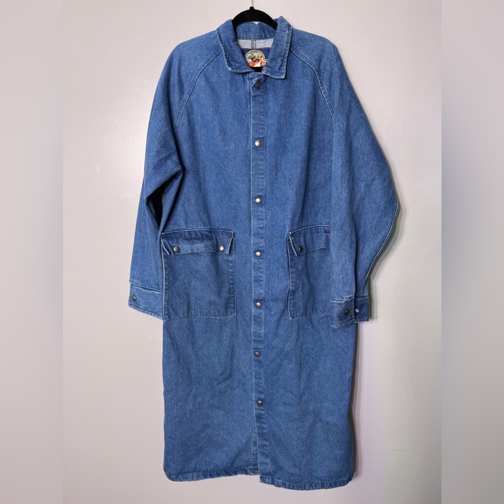Vtg Unisex Denim Express Rider Western Cowboy Duster Coat Size M Men or L Women